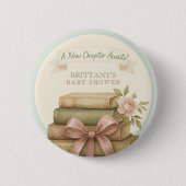 Ons nieuwe hoofdstuk wacht op Pink Bow Baby shower Ronde Button 5,7 Cm (Voorkant)
