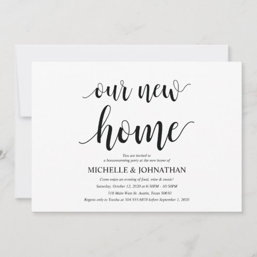 Ons nieuwe huis, de uitnodigkaarten van de partij  kaart (Voorkant)