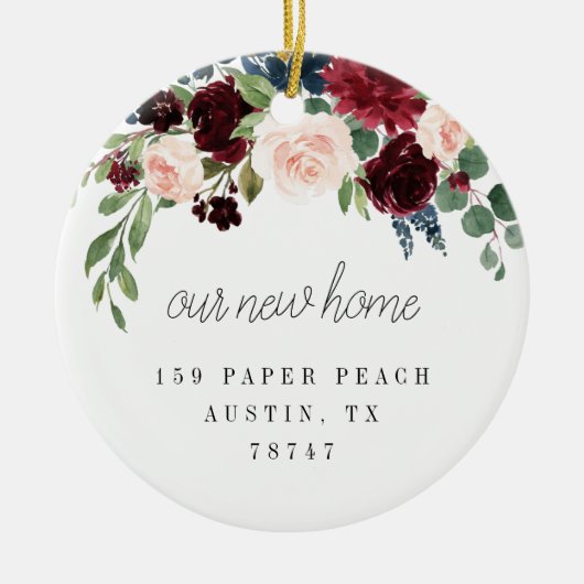 Ons nieuwe huis-Floral Modern kerstversiering Keramisch Ornament (Voorkant)