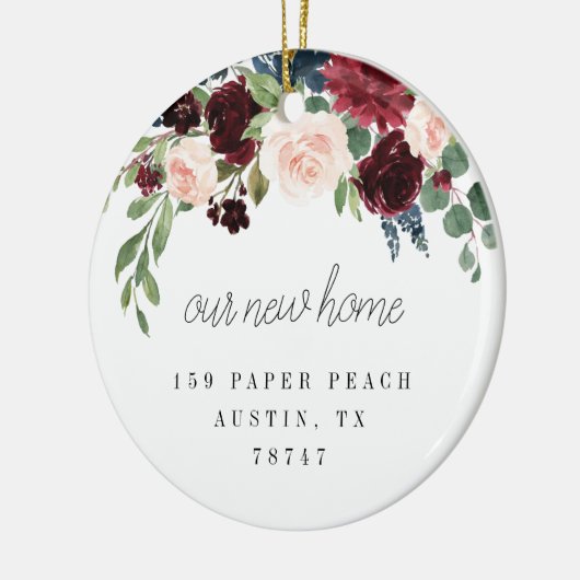 Ons nieuwe huis-Floral Modern kerstversiering Keramisch Ornament (Links)