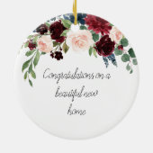 Ons nieuwe huis-Floral Modern kerstversiering Keramisch Ornament (Achterkant)