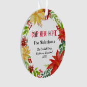 Ons nieuwe huis Floral Poinsettia Wreate Ornament (voorkant)