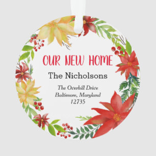 Ons nieuwe huis Floral Poinsettia Wreate Ornament