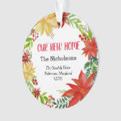 Ons nieuwe huis Floral Poinsettia Wreate Ornament (voorkant)