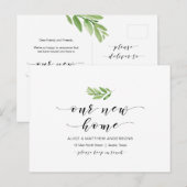 Ons nieuwe huis, Greenery, Verplaatsende Aankondig Briefkaart (Voorkant / Achterkant)