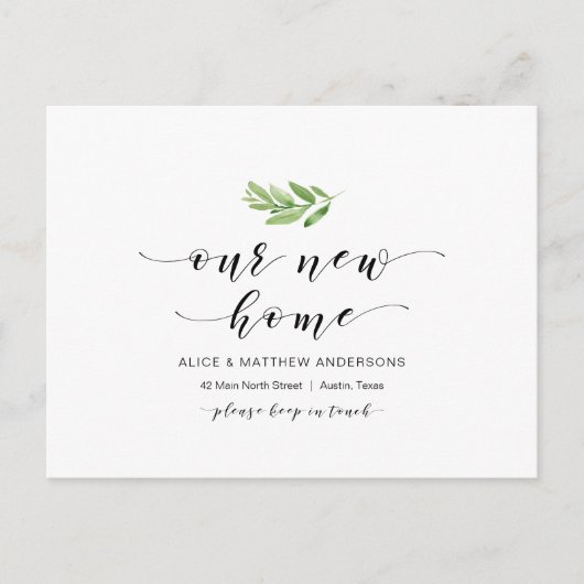 Ons nieuwe huis, Greenery, Verplaatsende Aankondig Briefkaart (Voorkant)