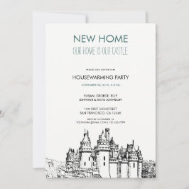 Ons nieuwe huis is ons kasteel Housewarming party Kaart