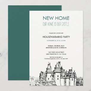 Ons nieuwe huis is ons kasteel Housewarming party Kaart