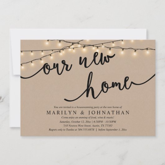 Ons nieuwe huis, Rustic Housewarming party Kaart (Voorkant)