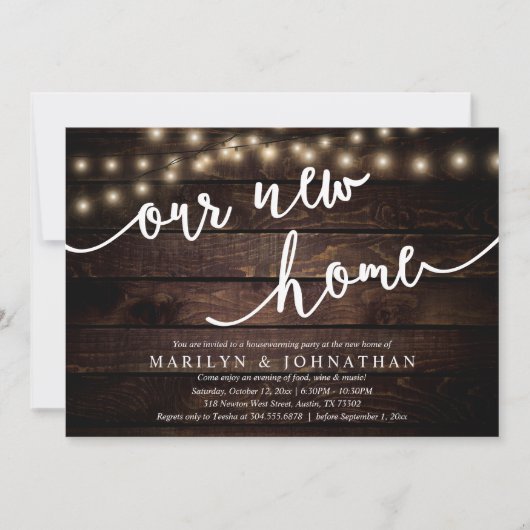 Ons nieuwe huis, Rustic Housewarming party Kaart (Voorkant)