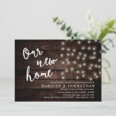 Ons nieuwe huis, Rustic Housewarming party Kaart (Staand voorkant)