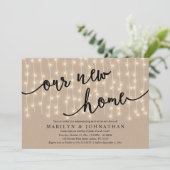 Ons nieuwe huis, Rustic Housewarming party Kaart (Staand voorkant)