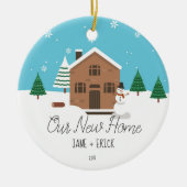 Ons nieuwe kerstcadeautje voor thuiskerst keramisch ornament (Voorkant)