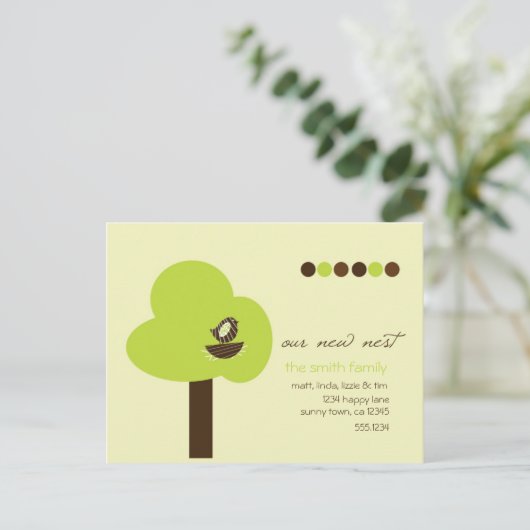 Ons nieuwe nest aankondigingskaart (Staand voorkant)