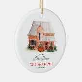 Ons nieuwe persoonlijke Eerste Kerstadres Keramisch Ornament (Rechts)