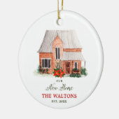 Ons nieuwe persoonlijke Eerste Kerstadres Keramisch Ornament (Links)