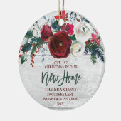 Ons nieuwe persoonlijke Waterverf Burgundy Roos Keramisch Ornament (Links)