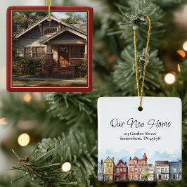 Ons nieuwe thuis kerstbal keramisch ornament