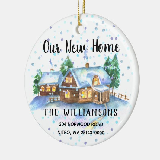 Ons nieuwe thuisfotoadres Holiday Keepslag Keramisch Ornament (Links)