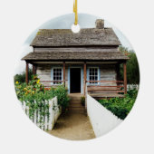 Ons nieuwe thuisfotoadres Holiday Keepslag Keramisch Ornament (Achterkant)