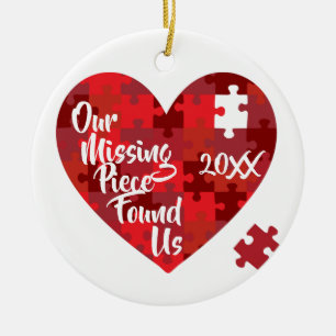 Ons ontbrekende stuk vond ons - puzzelhart keramisch ornament
