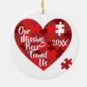 Ons ontbrekende stuk vond ons - puzzelhart keramisch ornament (Achterkant)