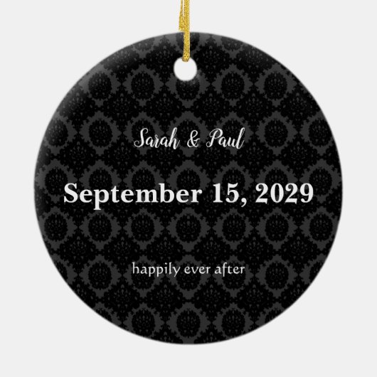 Ons Ornament van de Black Wedding Damask-foto (Achterkant)