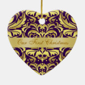 Ons Ornament van het Damast van Eerste Kerstmis (Achterkant)