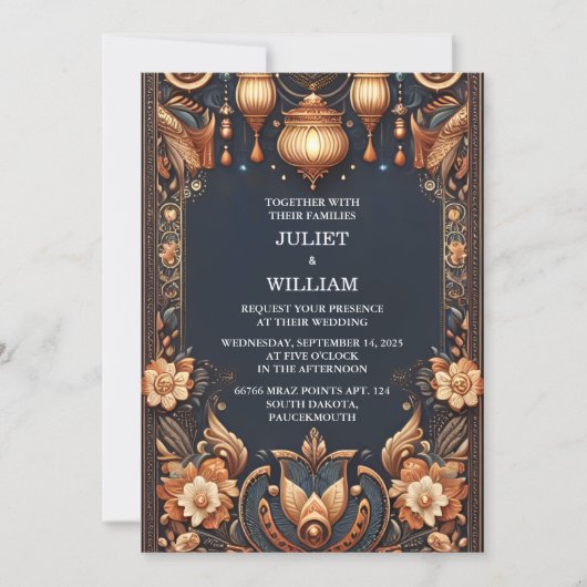 Ons Paleis Hindi Henna Mehndi Indische Stijl Bruil Kaart (Voorkant)