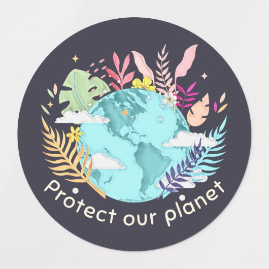 Ons planeet beschermen - Earth Day (schetsachtige Labels (Design 1)