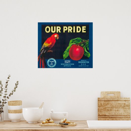 Ons Pride Apple Label - staat Washington Poster (Keuken)
