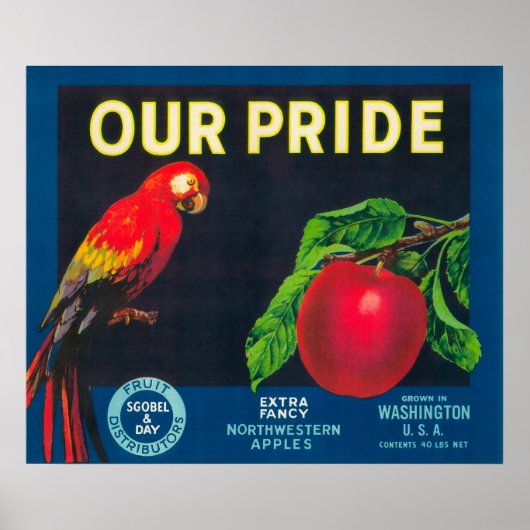 Ons Pride Apple Label - staat Washington Poster (Voorkant)