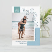 Ons reisgemak | Beach Modern Photo Kerstmis Feestdagenkaart (Staand voorkant)