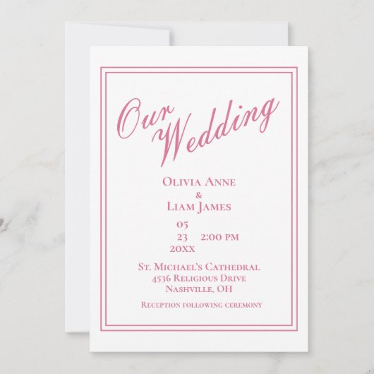 Ons Roos van de Stusty Modern Elegant Wedding Kaart (Voorkant)