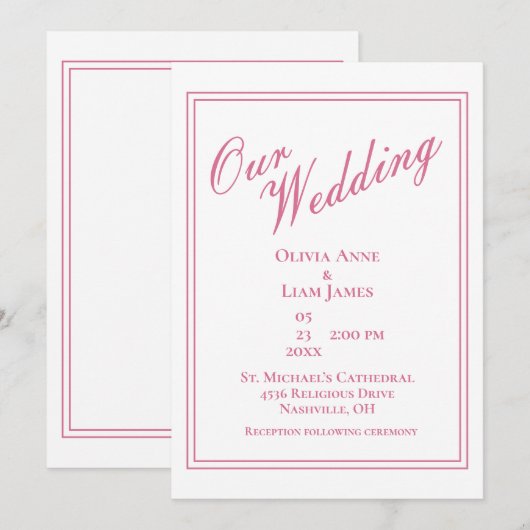 Ons Roos van de Stusty Modern Elegant Wedding Kaart (Voorkant / Achterkant)