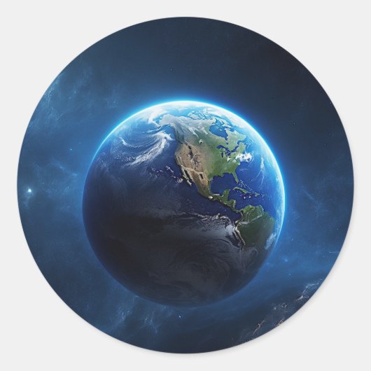 Ons saffier huis in de ruimte ronde sticker (Voorkant)