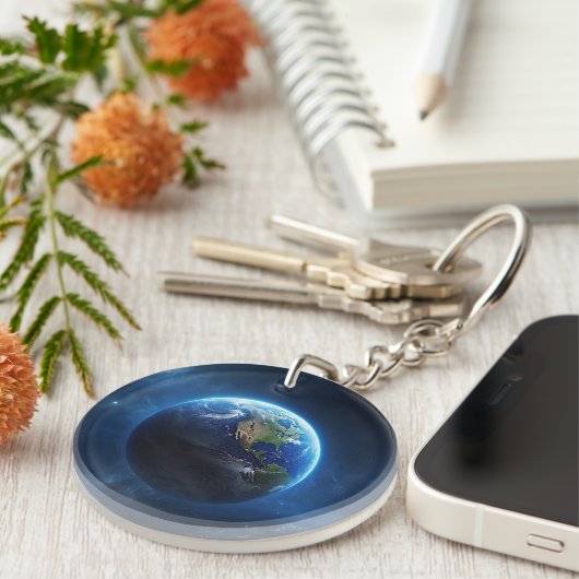 Ons saffier huis in de ruimte sleutelhanger (Voorkant Rechts)