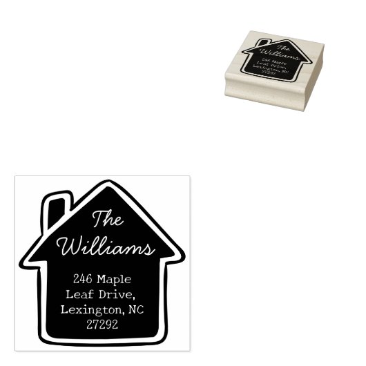 Ons Schattigee Nieuwe Huis Aankondiging Retouradre Rubberstempel (Gestempeld)