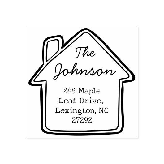 Ons Schattigee Nieuwe Huis Aankondiging Retouradre Rubberstempel (Afrduk)