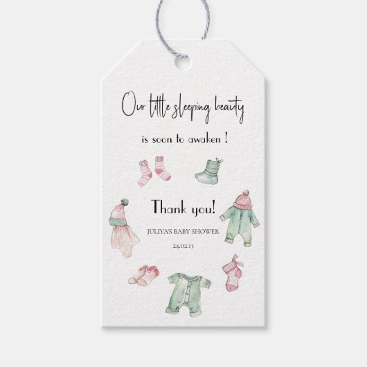 Ons slaapschoonheid baby shower cadeaulabel (Voorkant)