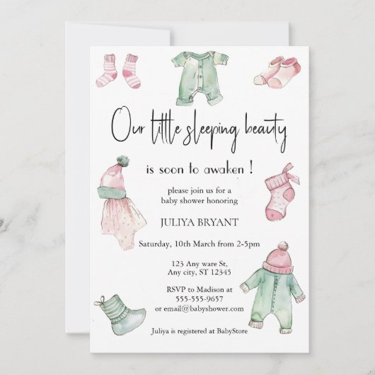 Ons slaapschoonheid baby shower kaart (Voorkant)