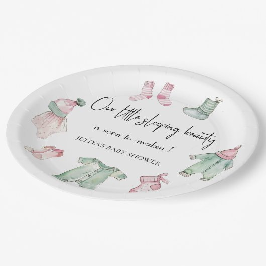 Ons slaapschoonheid baby shower papieren bordje (Gekanteld)