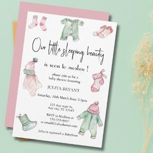 Ons slaapschoonheid roze baby shower kaart