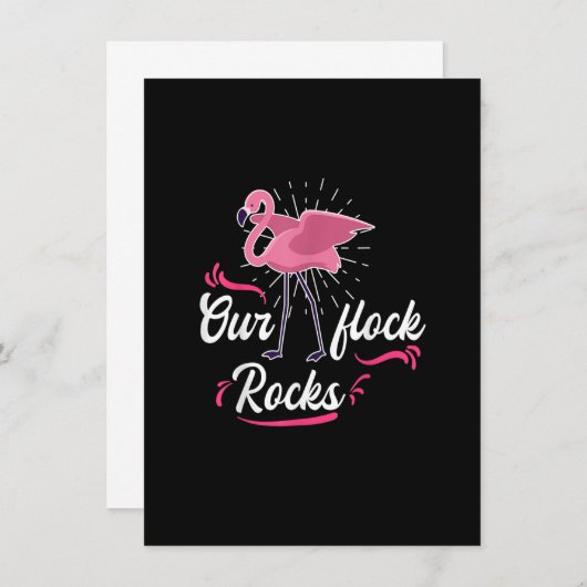 Ons slot steekt roze Flamingo Celebrate Kaart (Voorkant / Achterkant)