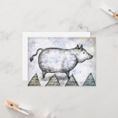 Ons Stoic Pig Wenskaart Kaart (Voorkant / Achterkant in situ)