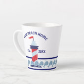 Ons strand thuis, vuurtoren latte mok (Linkerhoek)