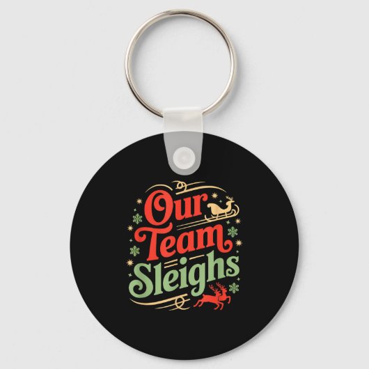Ons Team Slaat Kerst Reindeers Van Sinterklaas Wer Sleutelhanger (Voorkant)