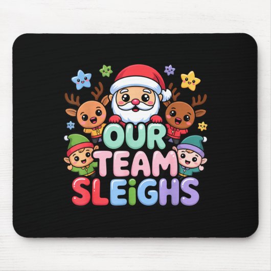 Ons Team Slaat Kerstman En Kerstfeest Ploeg Muismat (Voorkant)