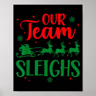 Ons Team Slaat Kerstman Rendieren Kantoor Poster
