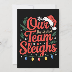 Ons Team Slaat Kerstmis Kerstman Rendier Lichtjes Kaart